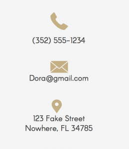 Contact Info Screenshot with icons for phone, email and address